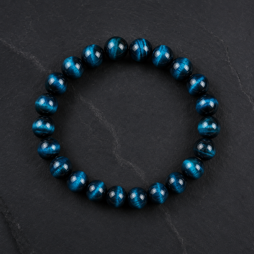 Bracelet en pierre naturelle Œil de Tigre Bleu AURÉA Océan